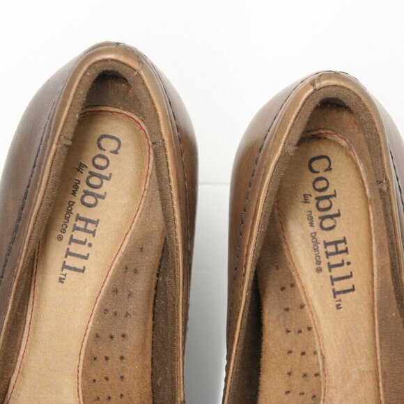 New Balance Cobb Hill Antique Brown Leather Pleated Knot Slip On Pump Heel Sz 10 - Picture 4 of 15